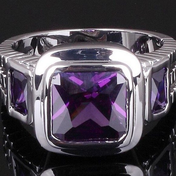 Jewelry - COPY - Size 12 Mens Halo Purple Cz 18K White Gold Plated